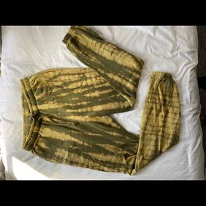 Green tie-dyed joggers